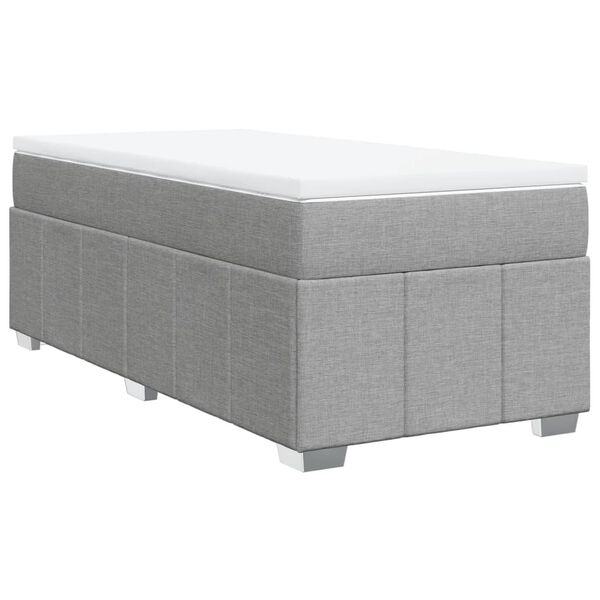 vidaXL Sommier &agrave; lattes de lit avec matelas gris clair 80x200 cm tissu