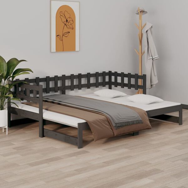 vidaXL Lit coulissant sans matelas gris 2x(90x190) cm