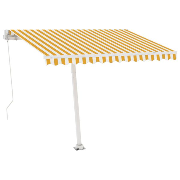 vidaXL Auvent manuel r&eacute;tractable avec LED 300x250 cm Jaune et blanc