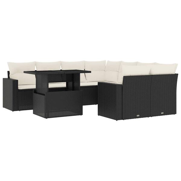 vidaXL Salon de jardin 9 pcs avec coussins noir r&eacute;sine tress&eacute;e