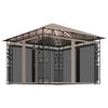 vidaXL Tonnelle avec moustiquaire et lumi&egrave;res Led 3x3x2,73 m Taupe