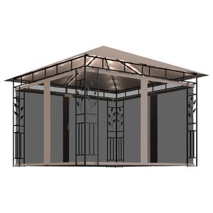 vidaXL Tonnelle avec moustiquaire et lumi&egrave;res Led 3x3x2,73 m Taupe