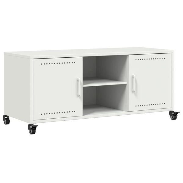vidaXL Meuble TV blanc 100,5x39x43,5 cm acier