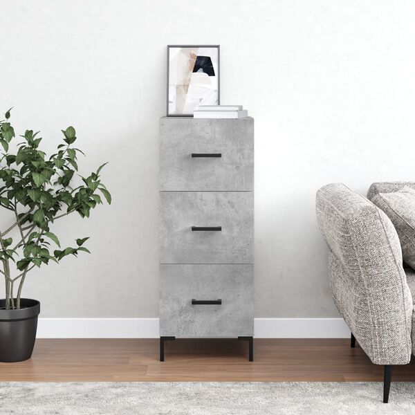 vidaXL Buffet Gris béton 34,5x34x90 cm Bois d'ingénierie