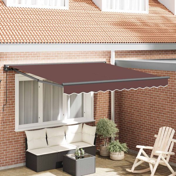 vidaXL Auvent R&eacute;tractable Marron 300 x 250 cm Aluminium et Tissu