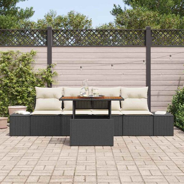 vidaXL Ensemble de canap&eacute; de jardin 5 pcs Noir Poly rotin