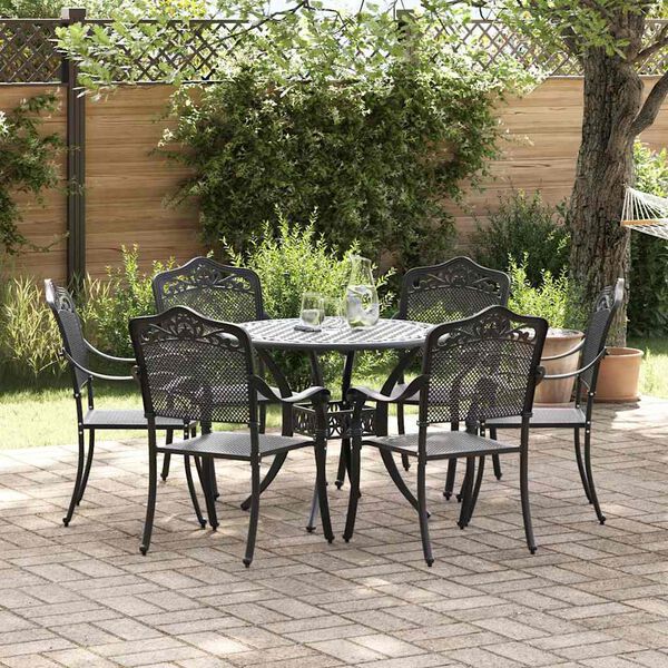 vidaXL Ensemble de salle &agrave; manger pour jardin 7 pcs Noir Aluminium