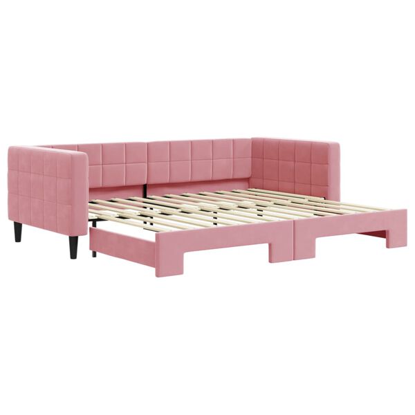 vidaXL Lit de jour avec gigogne sans matelas rose 90x200 cm
