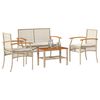 vidaXL Salon de jardin avec coussins 4 pcs beige r&eacute;sine tress&eacute;e