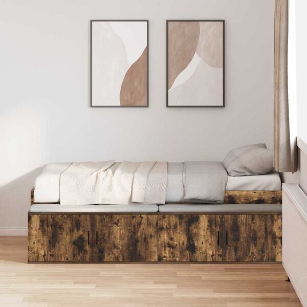 vidaXL Cadre de lit Chêne fumé 70 x 190 cm Bois d'ingénierie