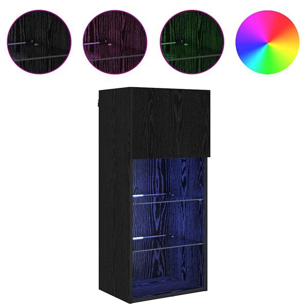 vidaXL Meuble TV mural Ch&ecirc;ne noir 40,5 x 30 x 90 cm Bois d'ing&eacute;nierie