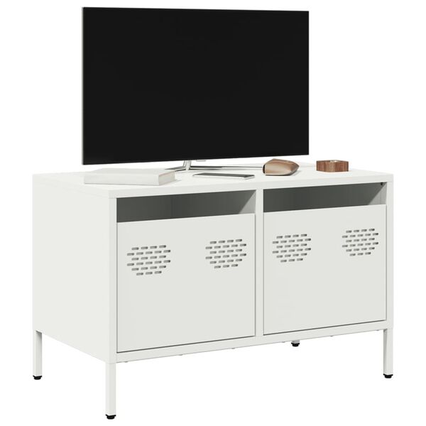 vidaXL Meuble TV blanc 68x39x43,5 cm acier lamin&eacute; &agrave; froid