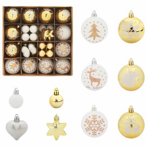 vidaXL Ensemble de Boules de No&euml;l 40 pc Blanc et or &Oslash; 6 cm Plastique