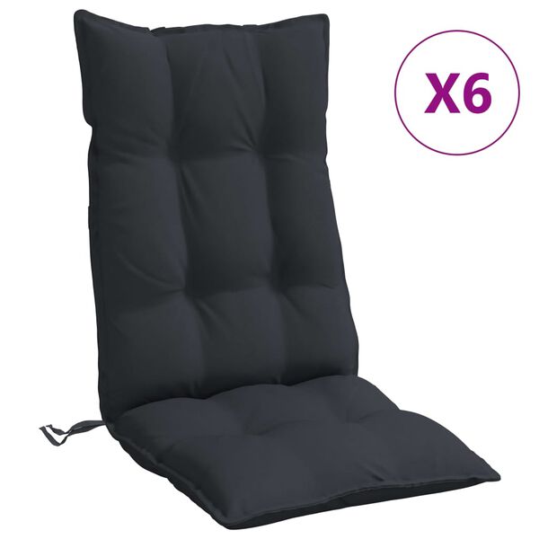 vidaXL Coussins de chaise à dossier haut lot de 6 noir tissu oxford