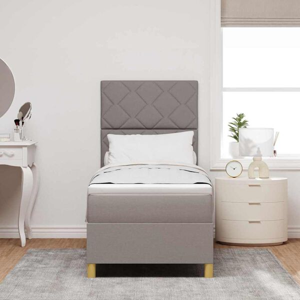 vidaXL Lit &agrave; ressorts avec matelas Taupe 80 x 200 cm tissu