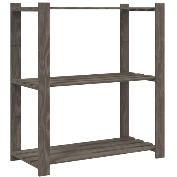 vidaXL Support de rangement &agrave; 3 niveaux gris 80x38x90 cm bois de pin