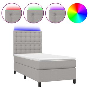 vidaXL Sommier &agrave; lattes de lit avec matelas et LED Gris clair 80x200cm