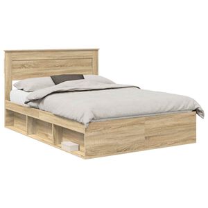 vidaXL Cadre de lit Uni Ch&ecirc;ne Sonoma 150 x 200 cm Bois de pin massif