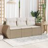 vidaXL Salon de jardin avec coussins 3 pcs beige résine tressée