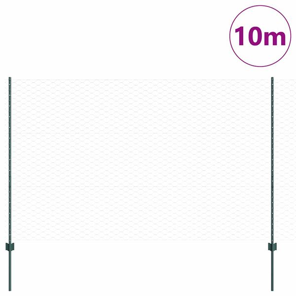 vidaXL Cl&ocirc;ture avec poteau Vert 1,5 x 10 m Acier et PVC