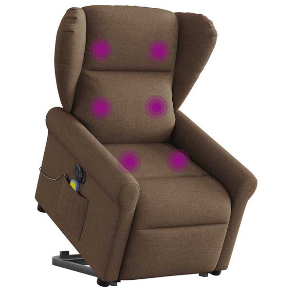 vidaXL Fauteuil inclinable de massage &eacute;lectrique Marron Tissu
