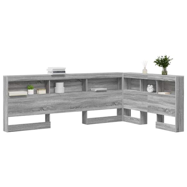 vidaXL T&ecirc;te de lit de rangement Gris Sonoma 207,5 x 137,5 x 76,5 cm