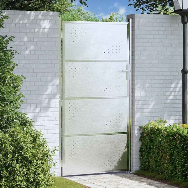 vidaXL Porte de Jardin Argent&eacute; 96 x 180 cm Acier inoxydable