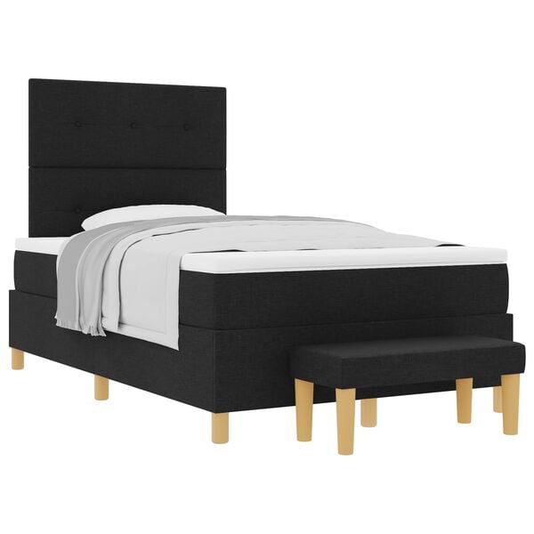 vidaXL Lit &agrave; ressorts avec matelas Noir 120 x 200 cm tissu