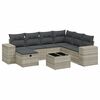 vidaXL Salon de jardin 8 pcs avec coussins gris clair r&eacute;sine tress&eacute;e
