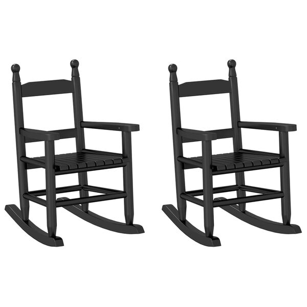 vidaXL Chaises &agrave; bascule enfants lot de 2 noir bois de peuplier massif