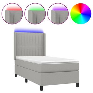 vidaXL Sommier &agrave; lattes de lit matelas LED Gris clair 90x200cm Tissu