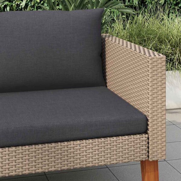 vidaXL Canapé simple de jardin avec coussins Résine tressée Beige