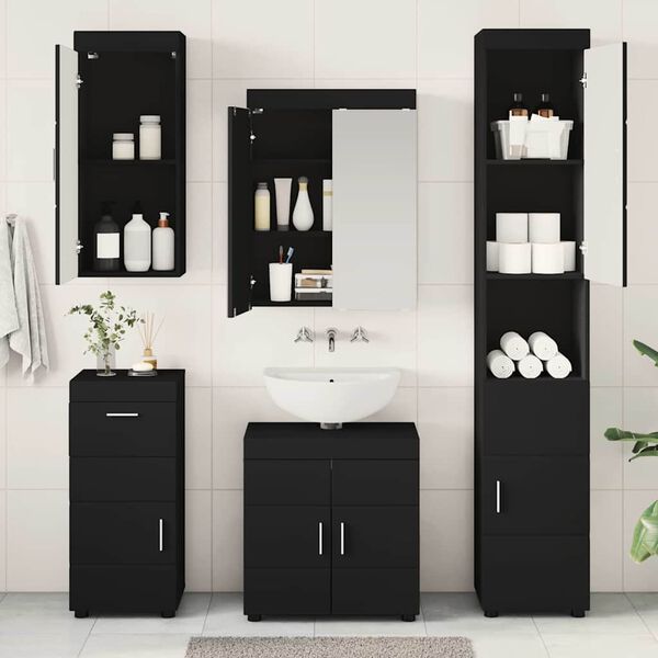 vidaXL Ensemble de mobilier de salle de bain avec tiroir TULUM Noir