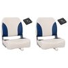 vidaXL Si&egrave;ge de bateau pliable lot de 2 oreiller bleu blanc