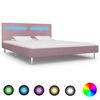vidaXL Cadre de lit avec LED sans matelas rose tissu 180x200 cm