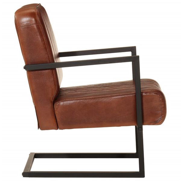 vidaXL Fauteuil marron cuir véritable