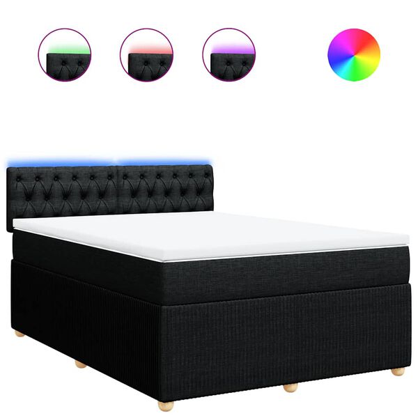 vidaXL Sommier &agrave; lattes de lit avec matelas Noir 140x200 cm Tissu