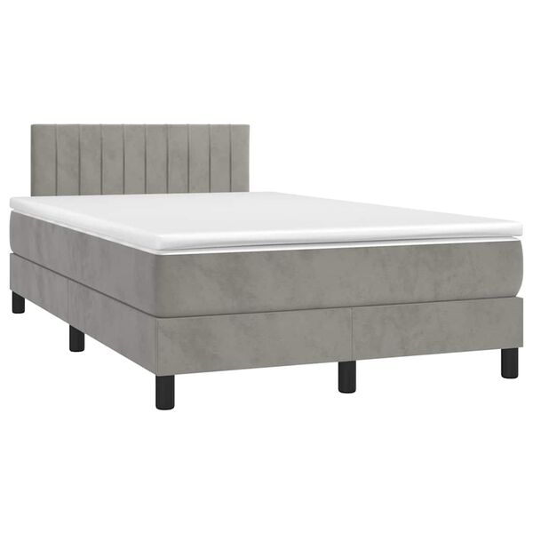 vidaXL Sommier &agrave; lattes de lit avec matelas LED gris clair 120x190 cm