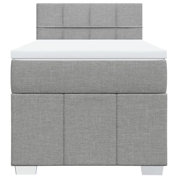 vidaXL Sommier &agrave; lattes de lit avec matelas Gris clair 90x200 cm Tissu