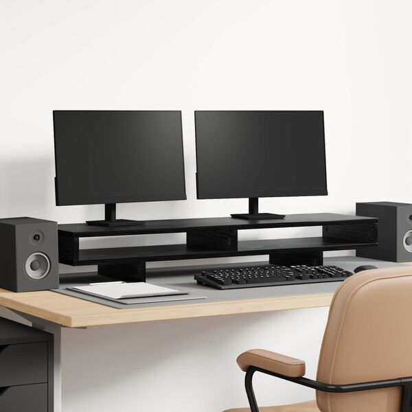 vidaXL Support de moniteur Noir 100 x 27 x 13 cm Bois d'ingénierie