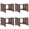 vidaXL Tabourets de jardin et coussins lot de 4 marron r&eacute;sine tress&eacute;e