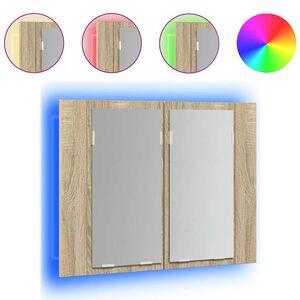 vidaXL Armoire &agrave; miroir &agrave; LED de bain Ch&ecirc;ne sonoma 60x12x45 Acrylique