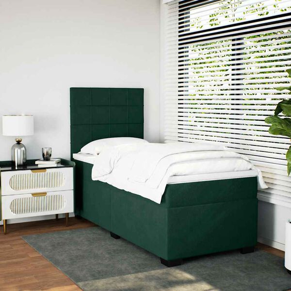 vidaXL Sommier &agrave; lattes de lit et matelas Vert fonc&eacute; 80x200 cm Velours