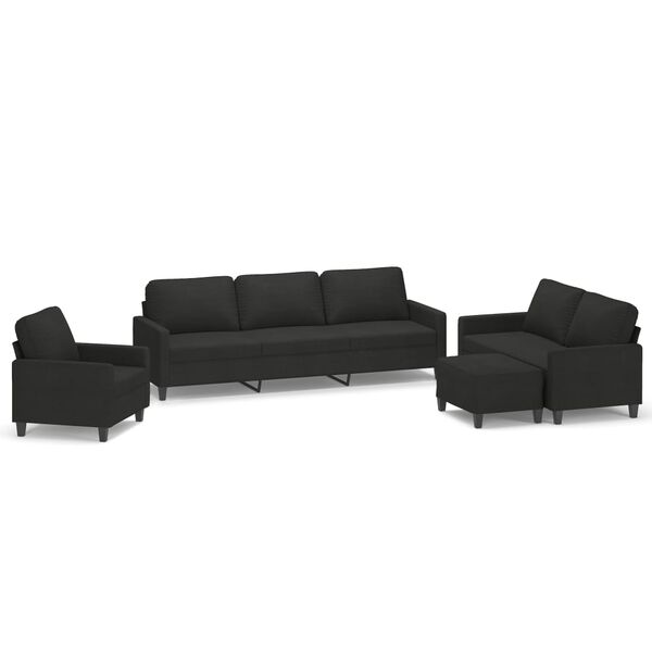 vidaXL Ensemble de canap&eacute;s 4 pcs avec coussins Noir Tissu