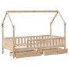 vidaXL Cadre de lit enfants avec tiroirs sans matelas 90x190 cm bois