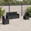 vidaXL Salon de jardin 5 pcs avec coussins noir r&eacute;sine tress&eacute;e