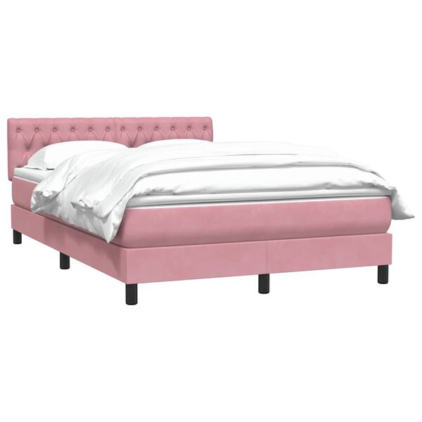 vidaXL Sommier &agrave; lattes de lit avec matelas rose 160x210 cm velours