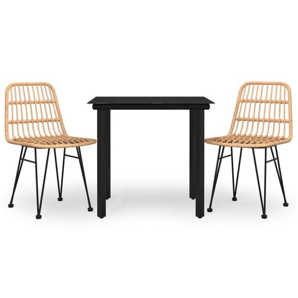 vidaXL Ensemble à manger de jardin 3 pcs Résine tressée
