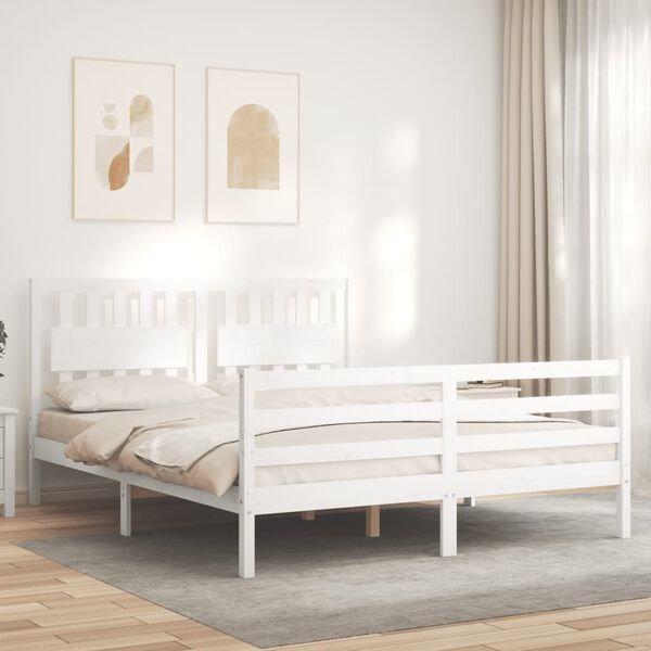 vidaXL Cadre de lit sans matelas blanc 160x200 cm bois massif