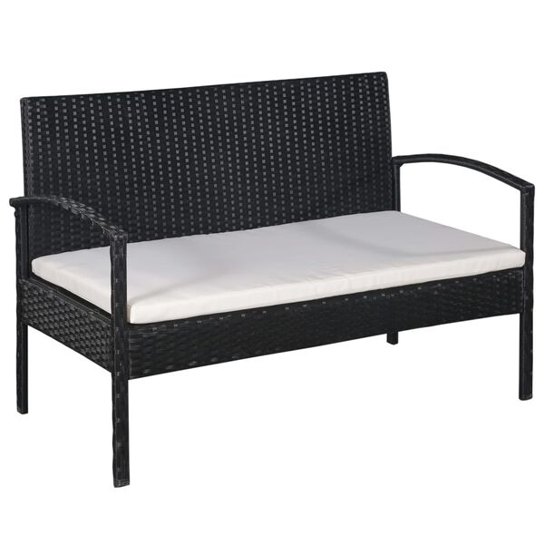 vidaXL Salon de jardin 5 pcs avec coussins r&eacute;sine tress&eacute;e noir